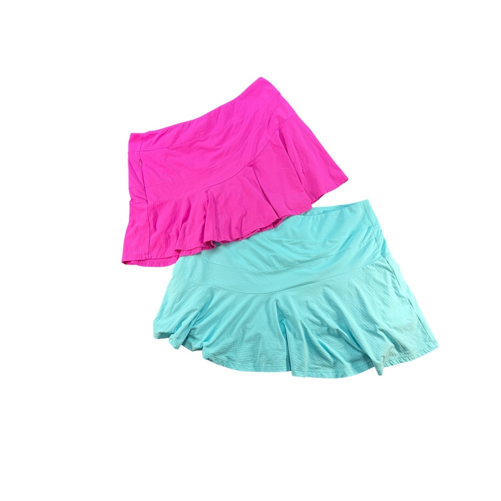 IBKUL Lot of 2 Athletic Skorts XL Pink Turquoise Golf Tennis Pickleball Skirts